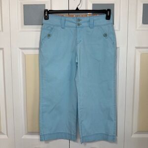 New Man France Light Blue Hand Dyed Fade Out Cropped Pants 42F Stretch Cotton